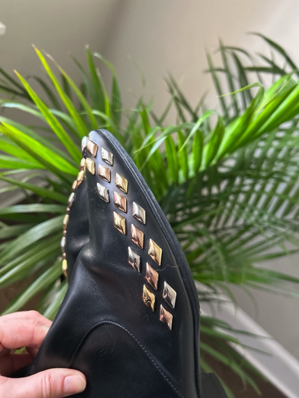 Louis Vuitton Black Leather Studded Ankle Boots  – Size 39 - Picture 5 of 15